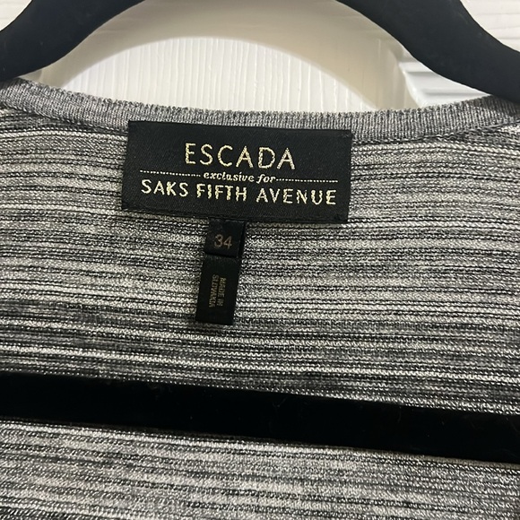 Escada Saks Fifth Avenue Silk gray silver striped Cardigan 34 - Picture 2 of 10
